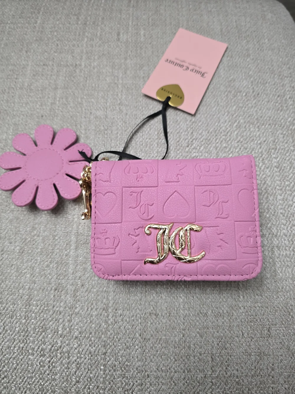 NWT Juicy Couture Pretty Pop Dual Sided Card Case Wallet – Cherry Blossom Pink